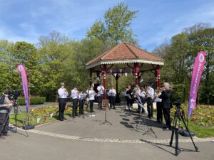 North Tyneside Brass Ensemble performing in front of the bandstand