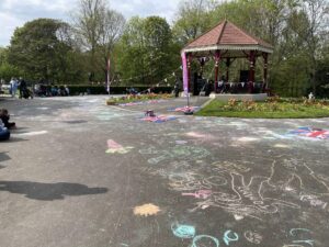 Chalk artwork drawn by young park visitors