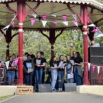 Standing Upright young people performing on the bandstand at Wallsend Park